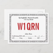 QSL-kaart Retro Art Deco Red-tekst Briefkaart (Voorkant / Achterkant)