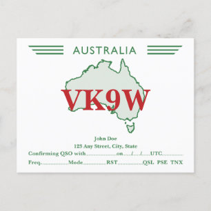 QSL-kaart Retro Australië kaart groen