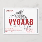 QSL-Kaart Retro Canada Map Red Text Briefkaart (Voorkant)