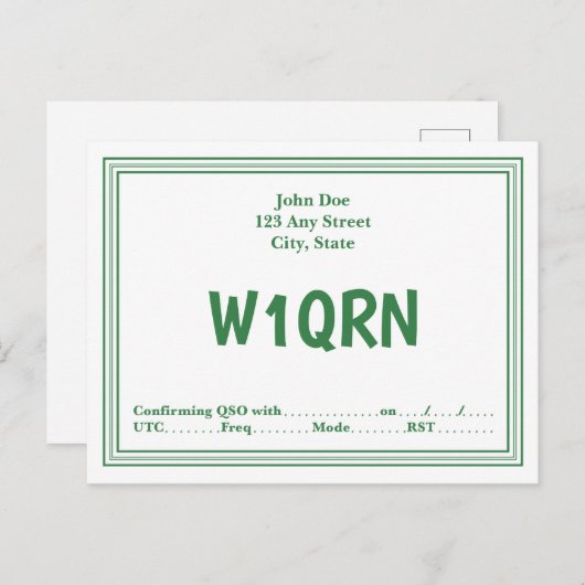 QSL-kaart Retro Groene lijn Grens Briefkaart (Voorkant / Achterkant)