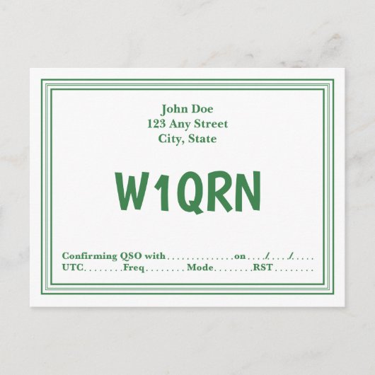 QSL-kaart Retro Groene lijn Grens Briefkaart (Voorkant)