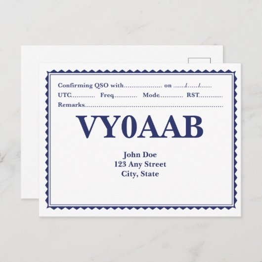 QSL-Kaart Retro Pattered Border Briefkaart (Voorkant / Achterkant)
