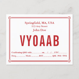 QSL-kaart Retro Red Border Corner-versieringen Briefkaart