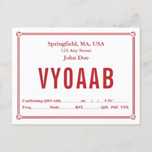 QSL-kaart Retro Red Border Corner-versieringen Briefkaart