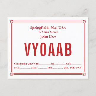 QSL-kaart Retro Red Border Corner-versieringen Briefkaart