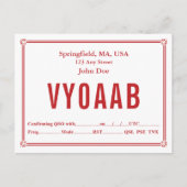 QSL-kaart Retro Red Border Corner-versieringen Briefkaart (Voorkant)