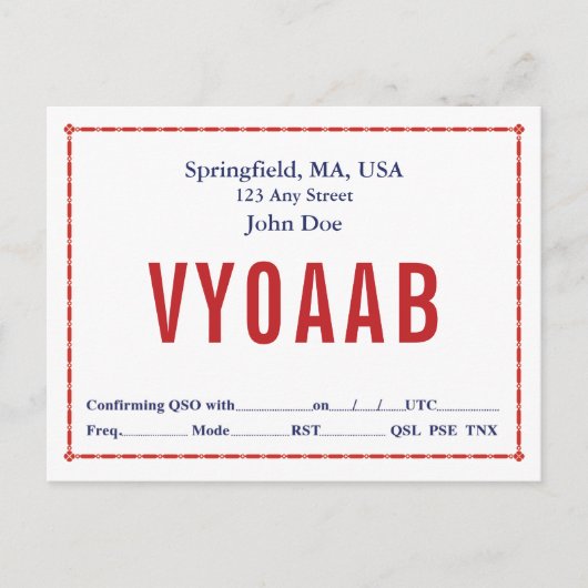 QSL-kaart Retro Red Chain Border Briefkaart (Voorkant)