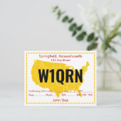 QSL Kaart Retro USA Gele Map (Staand voorkant)