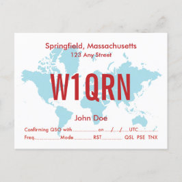 QSL Kaart Retro World Blue Map