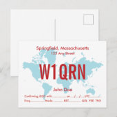 QSL Kaart Retro World Blue Map (Voorkant / Achterkant)