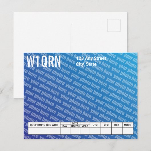 QSL Kaart Voeg je eigen foto toe (Voorkant / Achterkant)