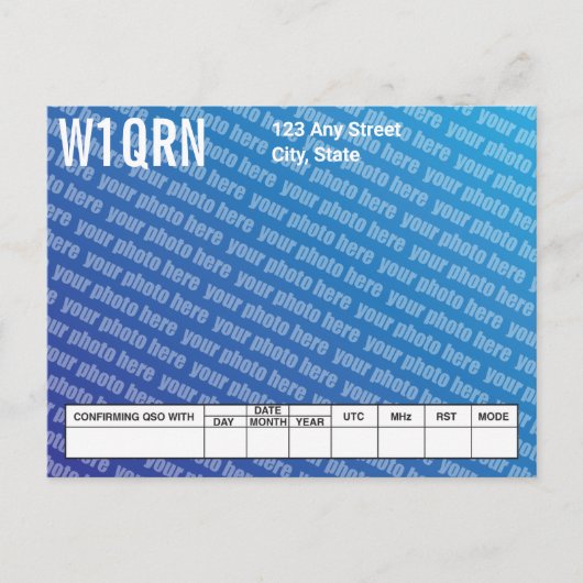 QSL Kaart Voeg je eigen foto toe (Voorkant)