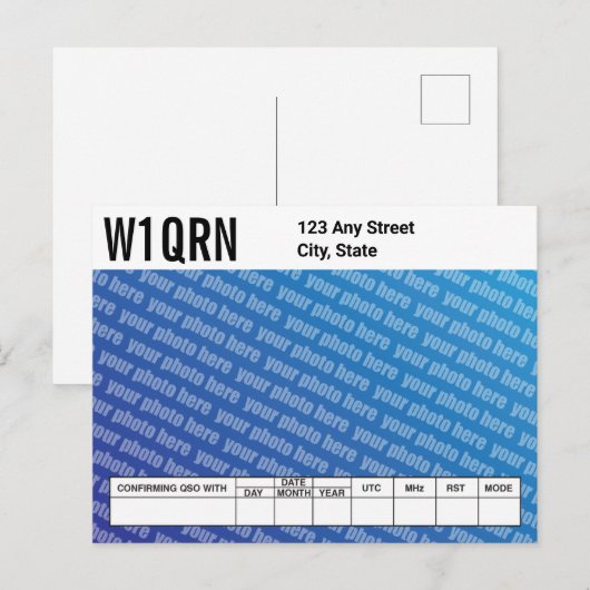 QSL Kaart Voeg je eigen foto toe (Voorkant / Achterkant)