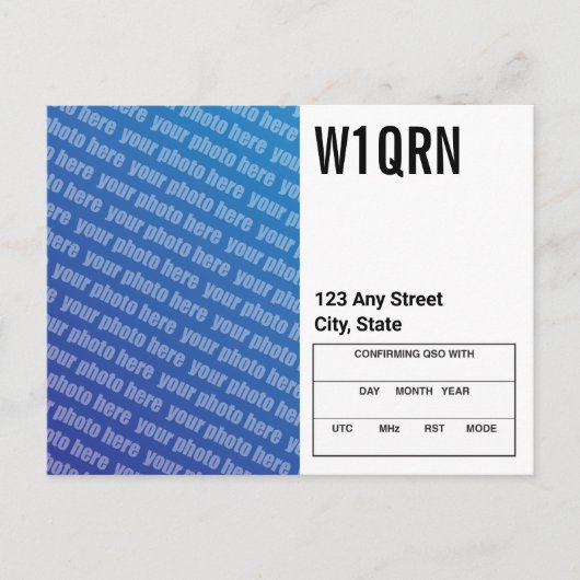 QSL Kaart Voeg je eigen foto toe (Voorkant)