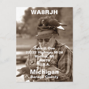 QSL-pc's HAM-radio Op man flock carrier duiven Briefkaart