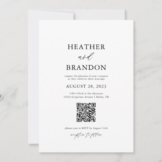 QT Code Elegant Calligraphy Wedding Invitation Save The Date (Voorkant)