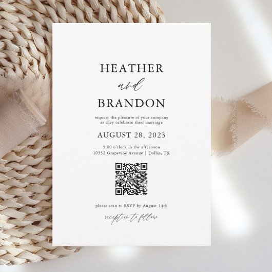 QT Code Elegant Calligraphy Wedding Invitation Save The Date
