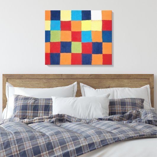"QU 1" Kleurenkaart | Paul Klee | Canvas Afdruk (Insitu (Slaapkamer))