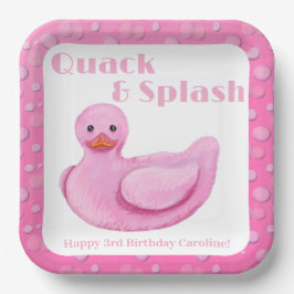 Quack and Splash Duck 3e verjaardagsuitnodiging Papieren Bordje