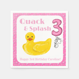 Quack and Splash Duck 3e verjaardagsuitnodiging Servet