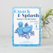 Quack and Splash Duck 3rd Birthday Invitation Kaart (Staand voorkant)