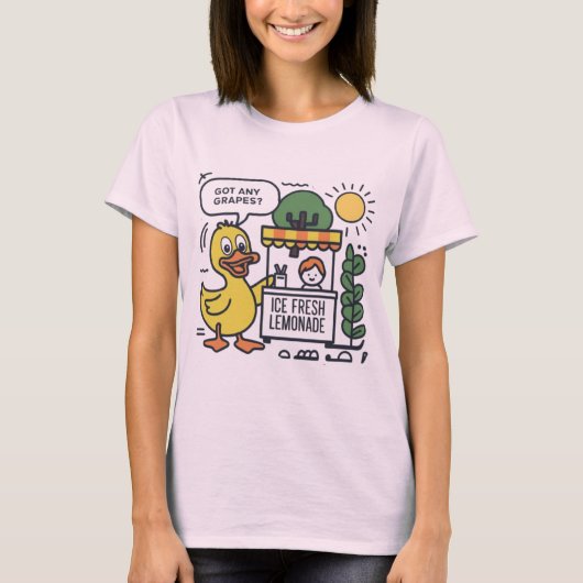 Quack for Grapes | Funny Duck at Lemonade Stand T-shirt (Voorkant)