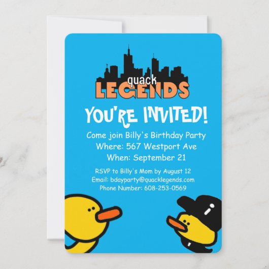 Quack Legends Birthday Party Invitation Kaart (Voorkant)