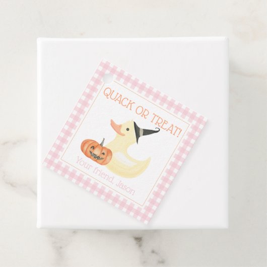 Quack of Treat Duck Cute Pink Halloween Kinderen Bedankjes Labels (In situ)
