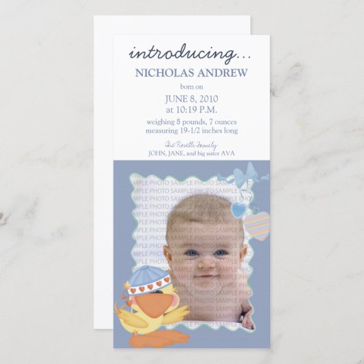 Quack Quack Baby Geboorteaankondiging :: 01 Aankondiging (Voorkant / Achterkant)