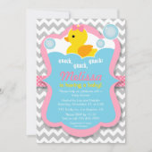 Quack Rubber Ducky Girl Baby shower Uitnodiging (Voorkant)