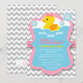 Quack Rubber Ducky Girl Baby shower Uitnodiging (Voorkant / Achterkant)