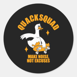 Quack Squad Maak Lawaai Niet Uitvluchten Skateboar Ronde Sticker