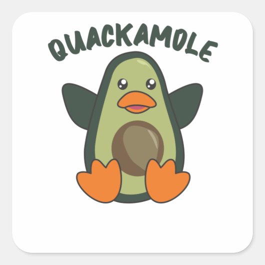 Quackamole Sweet Avocado Duck Pun Avocados Vierkante Sticker (Voorkant)