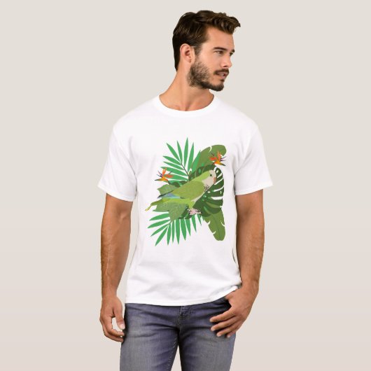 Quacker parrot with leaves t-shirt (Voorkant volledig)