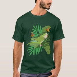 Quacker parrot with leaves t-shirt