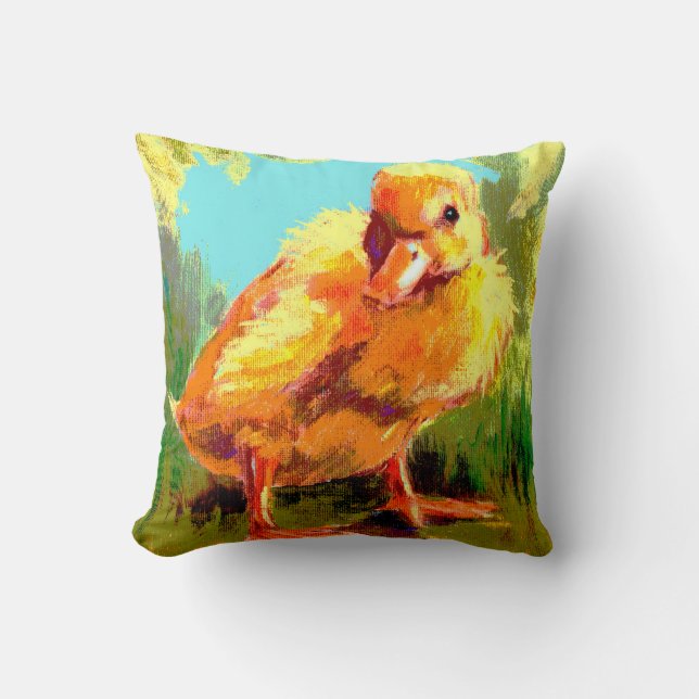 Quackers Yellow Fuzzy Ducking Pillow Kussen (Voorkant)