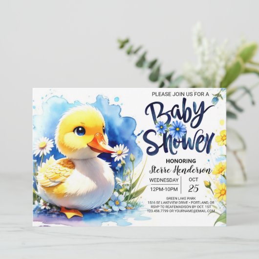 Quacking Blue Baby shower Kaart (Staand voorkant)