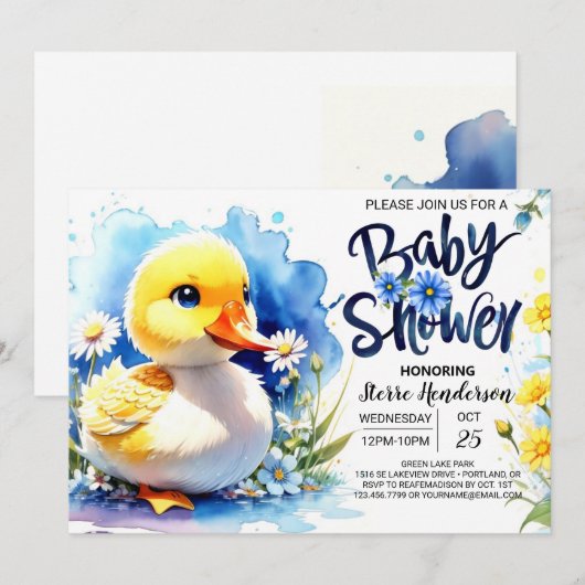 Quacking Blue Baby shower Kaart (Voorkant / Achterkant)