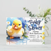 Quacking Duck Custom Baby shower Kaart (Staand voorkant)