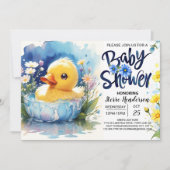 Quacking Duck Schattige Baby shower uitnodiging (Voorkant)
