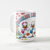 "Quacking Kindergarten – Cute Duck Back-to-School  Koffiemok (Voorkant links)