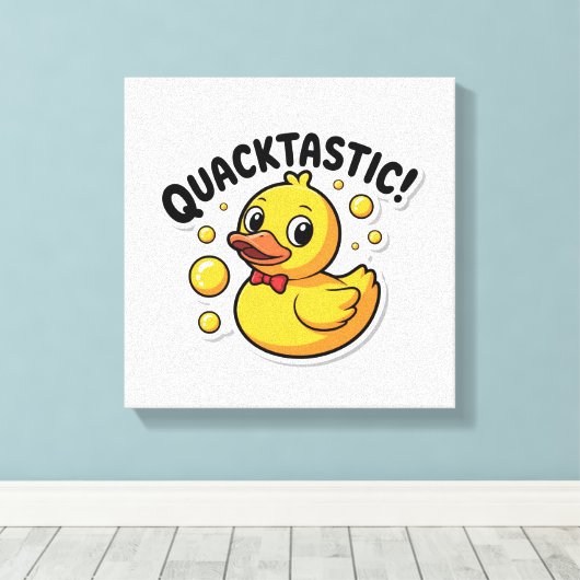 Quacktastic Rubber Duck Cartoon Canvas Print (Insitu (Houten vloer))