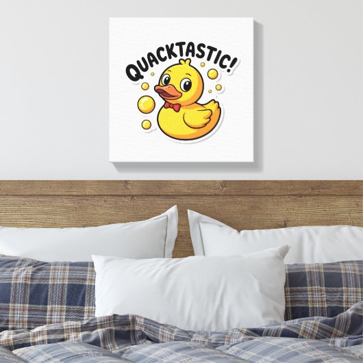 Quacktastic Rubber Duck Cartoon Canvas Print (Insitu (Slaapkamer))