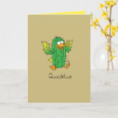 Quacktus - Duck Cactus Pun Wenskaart Kaart (Gele Bloem)