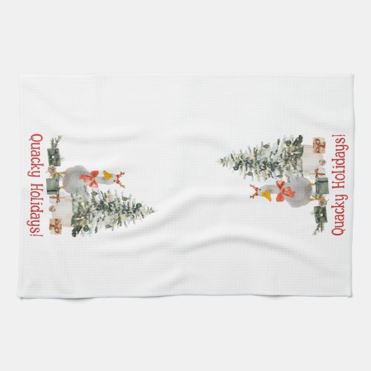 Quacky Feestdagen feestelijke Schattigee eend Theedoek (Horizontaal)