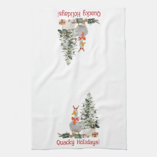 Quacky Feestdagen feestelijke Schattigee eend Theedoek (Verticaal)