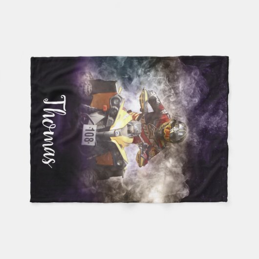 Quad 4 Wheeler ATV Motocross Racing Personalized Fleece Deken (Voorkant (Horizontaal))