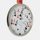 Quad Aces Poker Cards Pattern Metalen Ornament (Rechts)