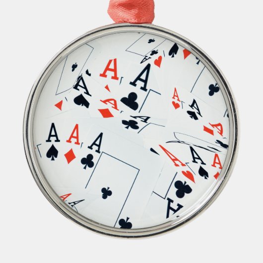 Quad Aces Poker Cards Pattern Metalen Ornament (Voorkant)