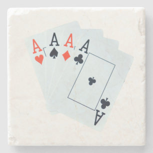 Quad Aces Poker Cards Stenen Onderzetter